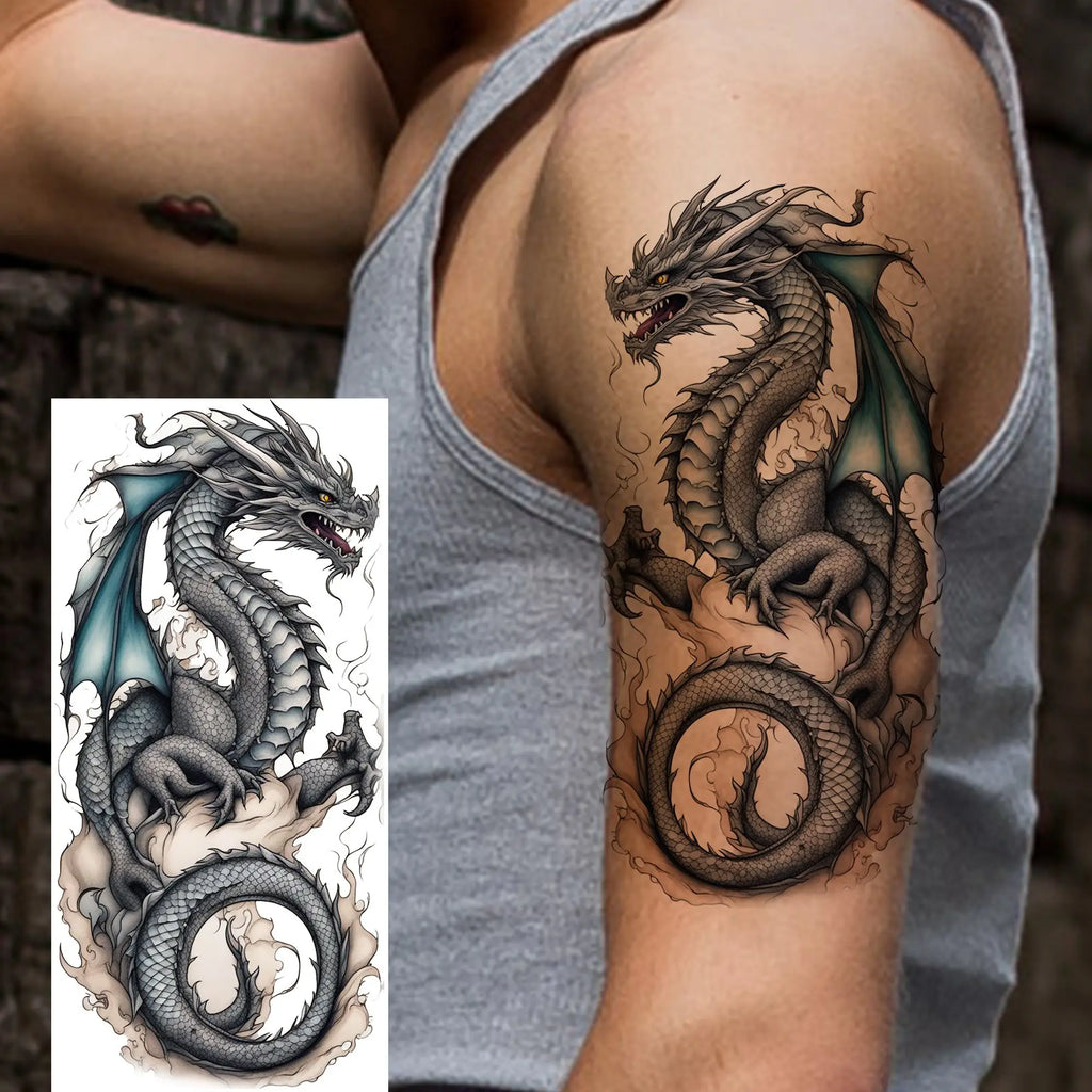 1 Sheet Evil Grim Reaper Skull Temporary Tattoos For Men Women Waterproof Fake Tattoos 3D Dragon Scorpion Warrior Tatoo Stickers