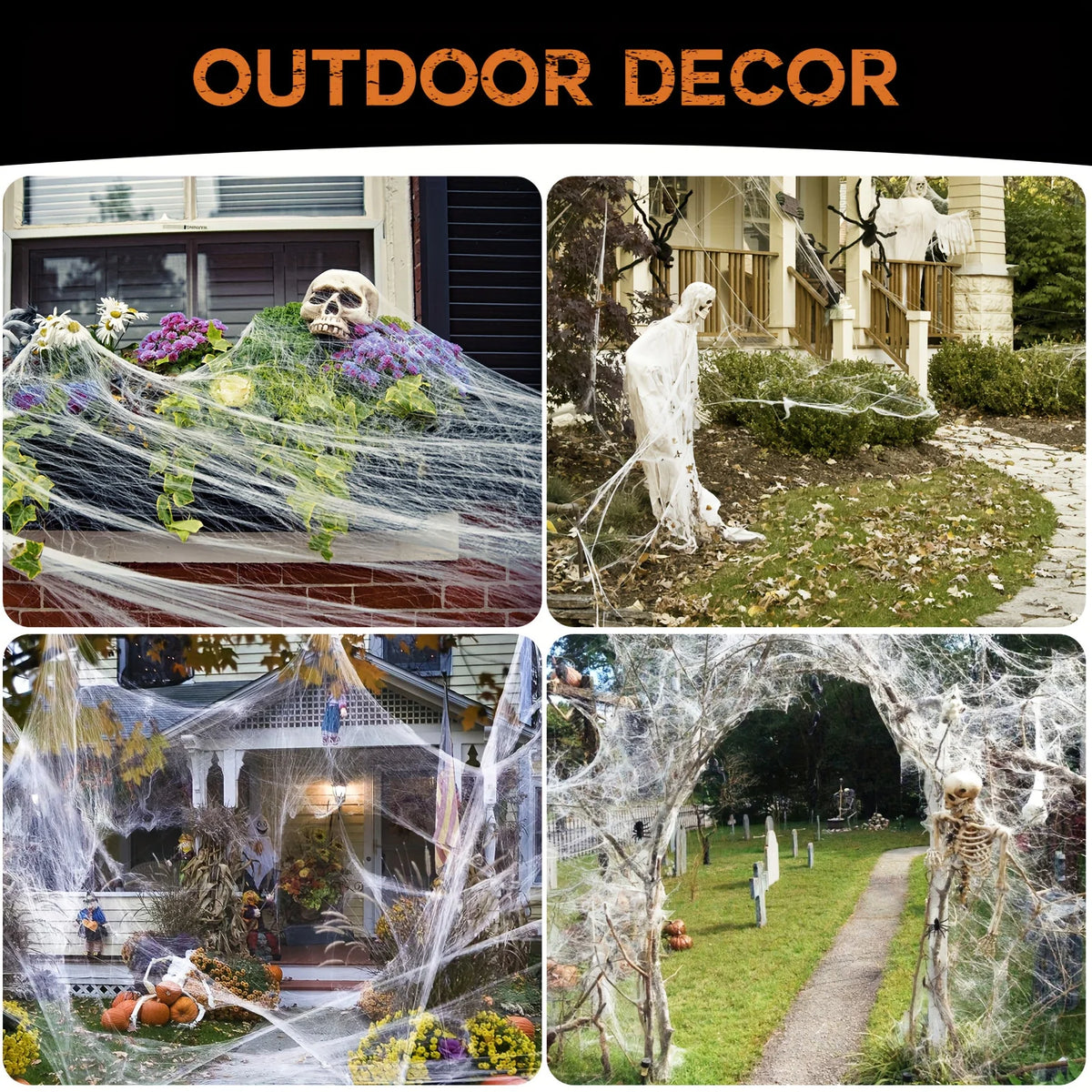 120-35 sqft Spider Webs Halloween Decorations Bonus with Fake Spiders for Halloween Indoor and Outdoor Party Supplies