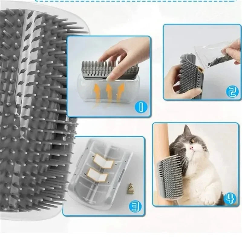 Cat Corner Groomer – Wall Mount Self Grooming Brush