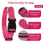 Reflective Dog Collar, Adjustable Nylon Safety Collar for Small & Medium Dogs