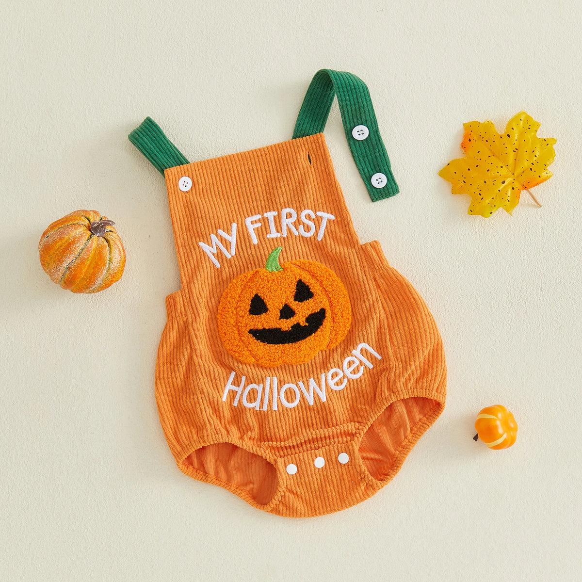 0-18M Newborn Infant Baby Boy Girl Halloween Romper Embroidered Sleeveless Overall Bodysuit