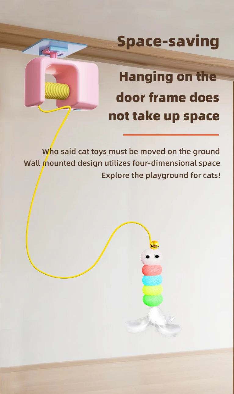Automatic Interactive Cat Toy with Flying Feather & Elastic Rope
