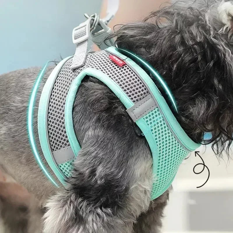 Small Dog Harness – Adjustable Reflective Vest with 1.5m Leash