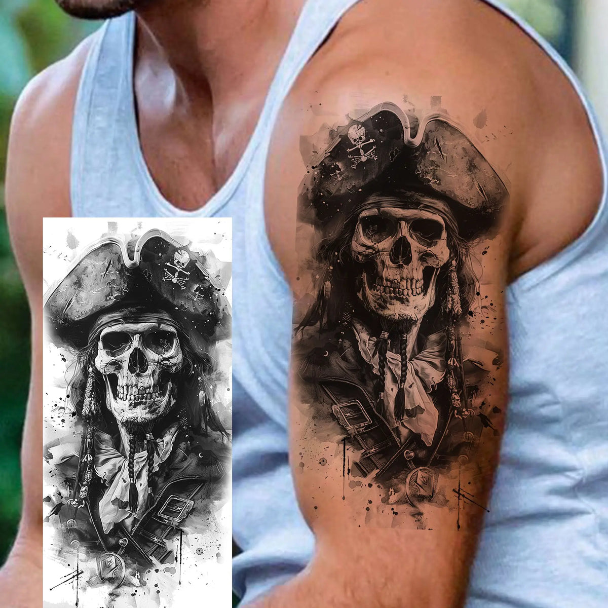 1 Sheet Evil Grim Reaper Skull Temporary Tattoos For Men Women Waterproof Fake Tattoos 3D Dragon Scorpion Warrior Tatoo Stickers