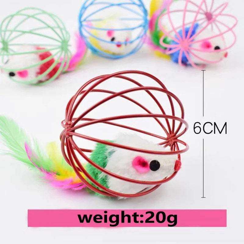 Cat Mouse Toy in Cage, Interactive Chase Toy for Indoor Cats