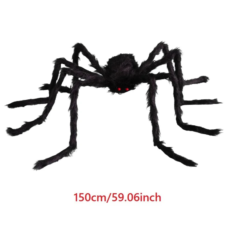 Horror Halloween Plush Spider Decoration Giant Halloween Spiders Web Party Prop Haunted Outdoor Chamber Prank Black Spider Decor