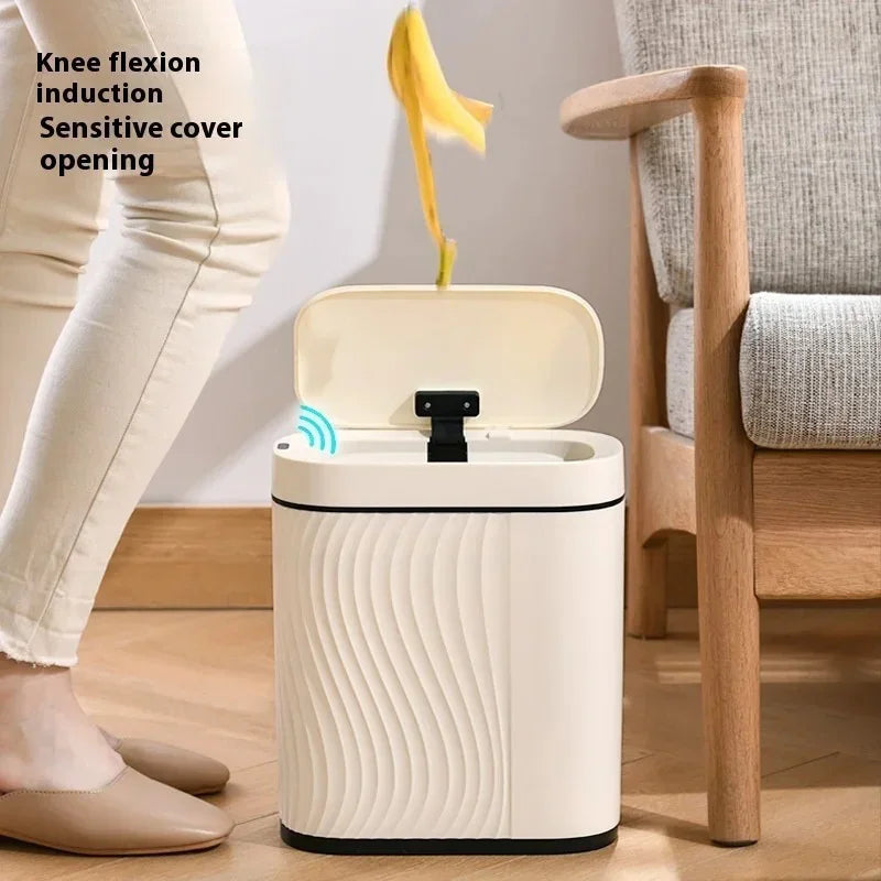 Intelligent Sensing Garbage Can Household Light Luxury Automatic Toilet Toilet Narrow Slit with Cover Electric Garbage Basket