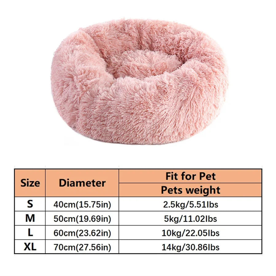 Plush Pet Bed – Warm Round Washable Bed for Cats & Small Dogs