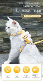 Cat Harness and Leash Set Adjustable Bee Design for Walking