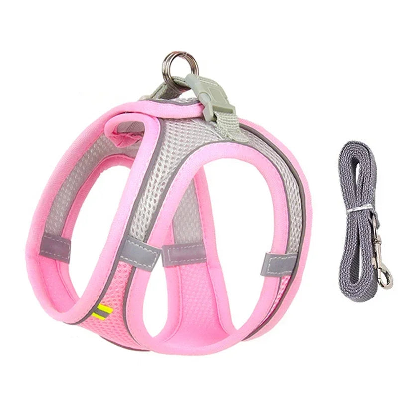 Small Dog Harness – Adjustable Reflective Vest with 1.5m Leash