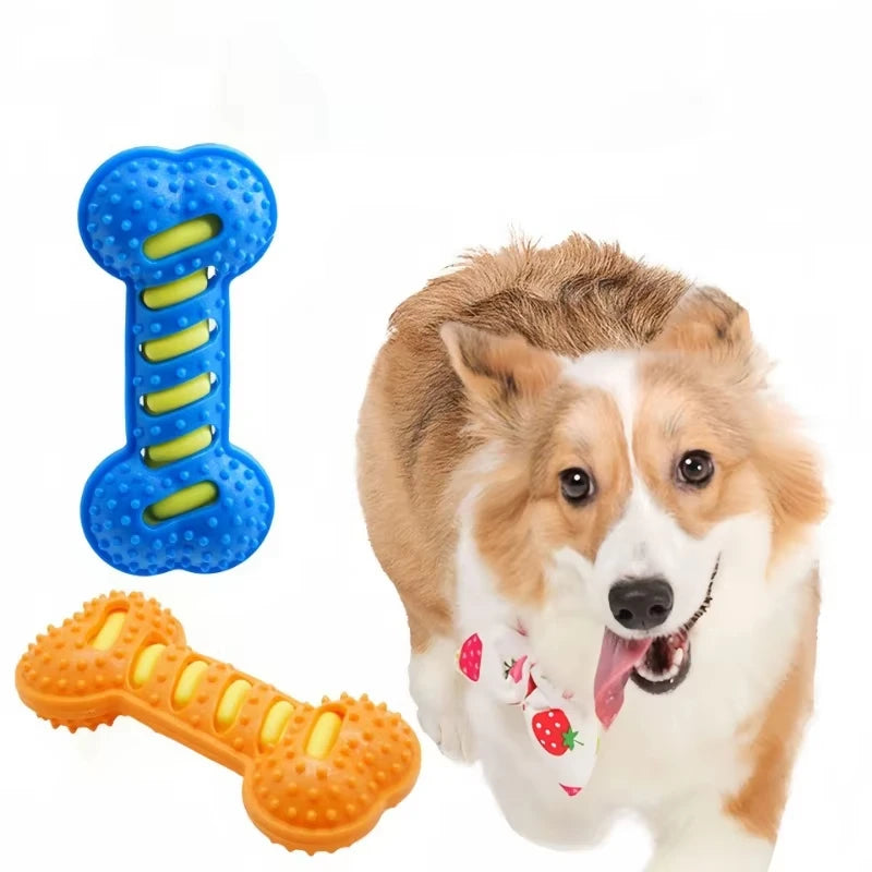 Dog Chew Toy Rubber Bone Squeaky Puppy Interactive Toy for Playtime