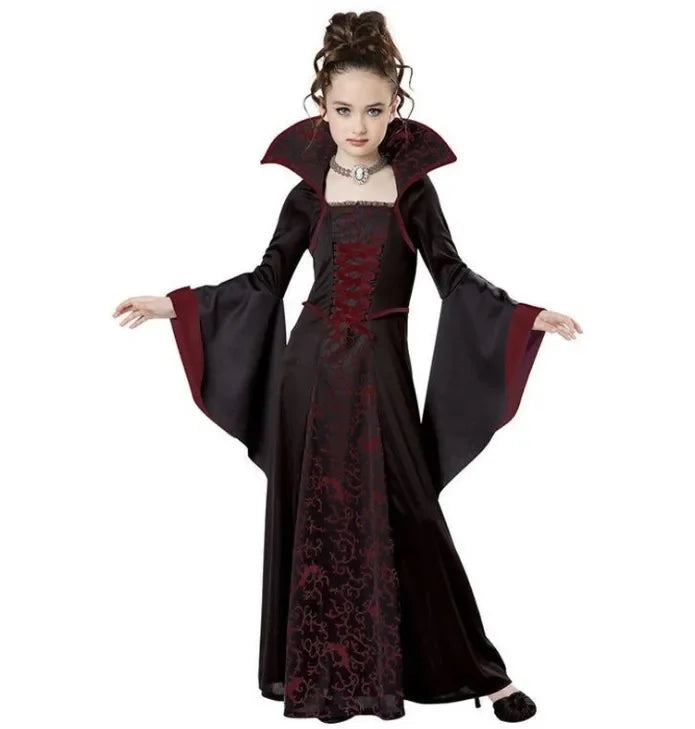 Halloween Costume for Kids Halloween Fantasy Vampire Costume Girls Witch Cosplay Children's Performance Clothing for Party
