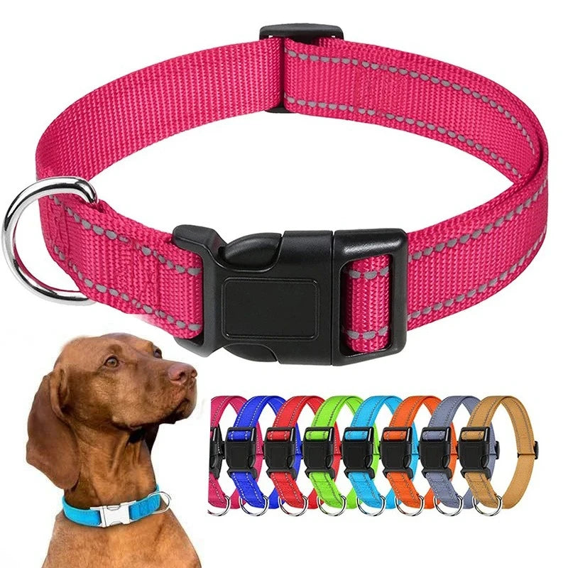 Reflective Dog Collar Adjustable Nylon Safety Collar for Small & Medium Dogs