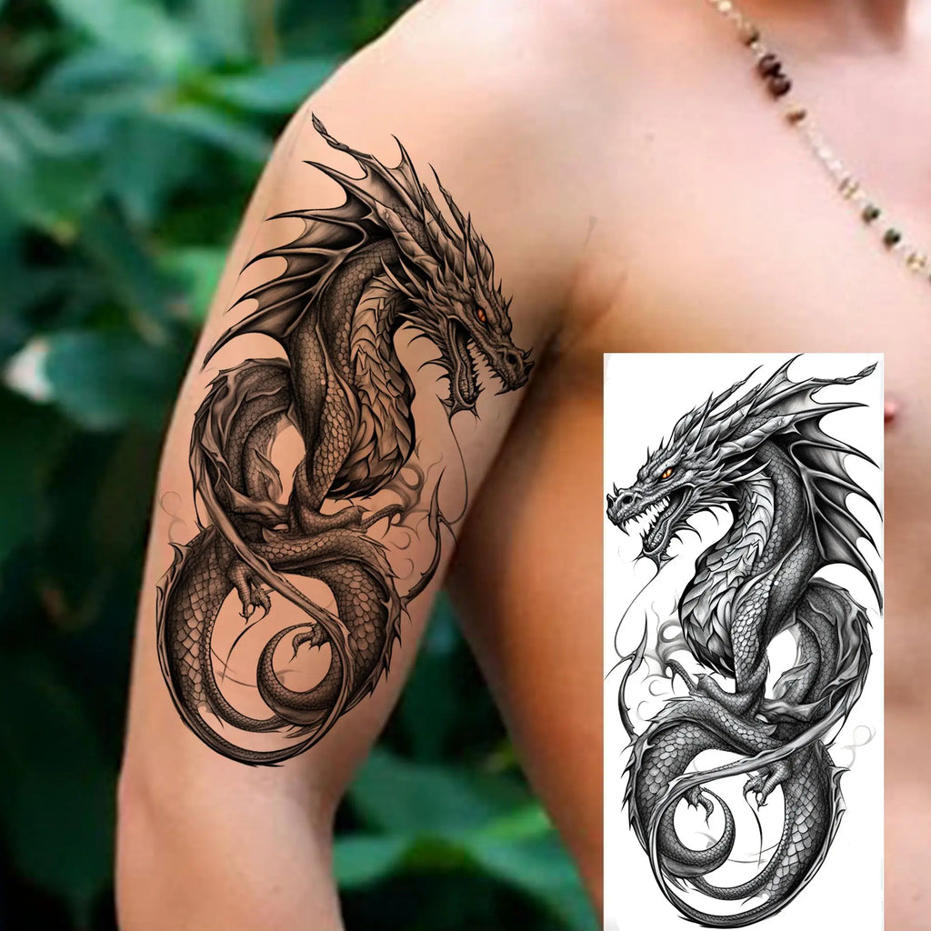 1 Sheet Evil Grim Reaper Skull Temporary Tattoos For Men Women Waterproof Fake Tattoos 3D Dragon Scorpion Warrior Tatoo Stickers