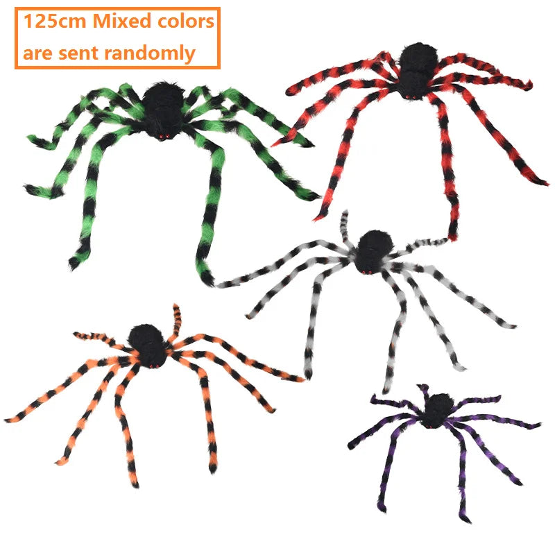 30/50/75/150/200cm Halloween Simulation Seven-Color/Black Spider Haunted House Bar Horror Outdoor Decoration Props Spider Web.