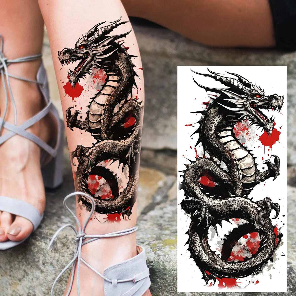 1 Sheet Evil Grim Reaper Skull Temporary Tattoos For Men Women Waterproof Fake Tattoos 3D Dragon Scorpion Warrior Tatoo Stickers