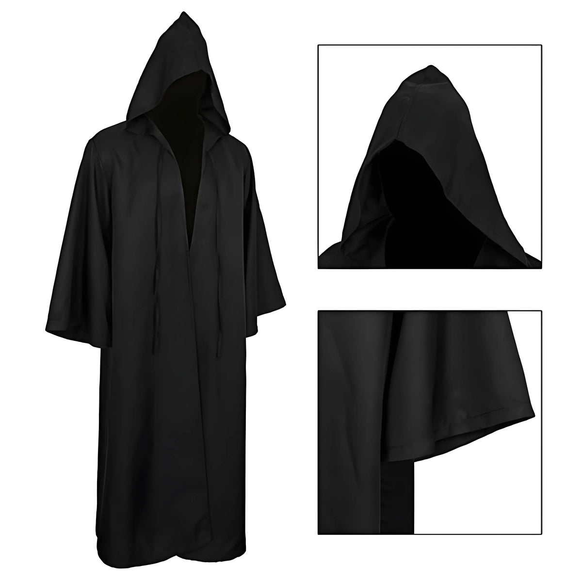 Black Cape Cloak Warrior Costume for Adults Vampire Cape with Hood Adult Halloween Cosplay Vampire Christmas Costume Robe Cape