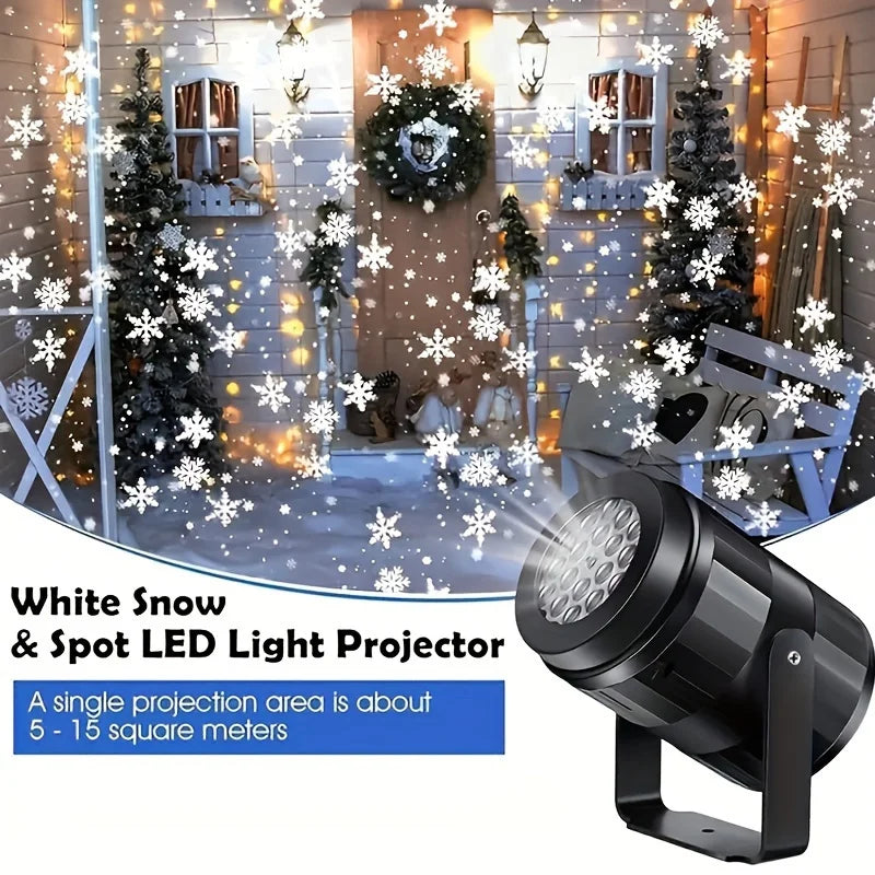 1pc LED Snowflake Projection Light, USB Powered Rotating Snowflake for Christmas,Halloween,Simulating Winter Snow, Passion Party