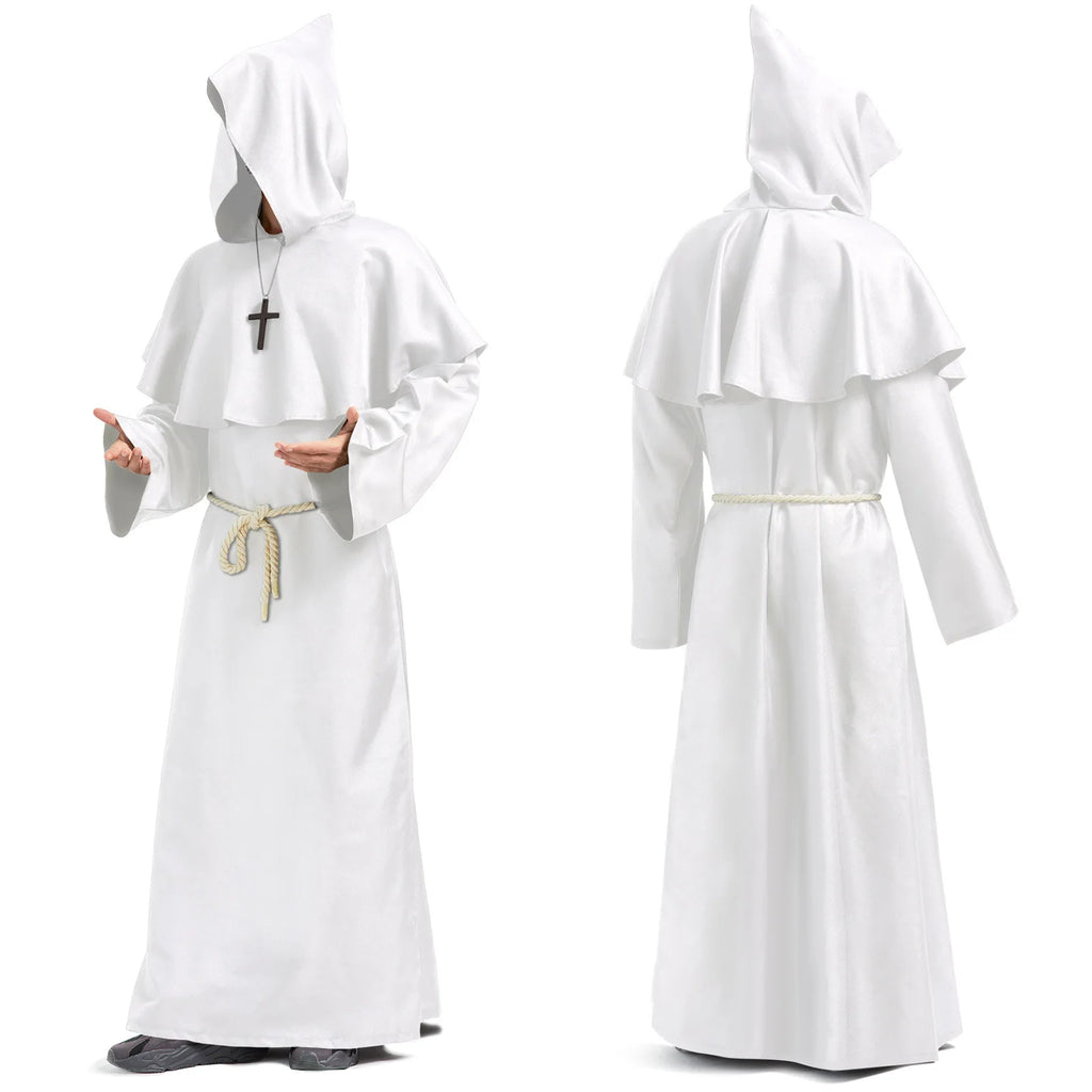 Medieval Monk Robe Friar Costume Cosplay Halloween Grim Reaper Priest Shawl Wizard Outfit Europe America Fantasy for Men
