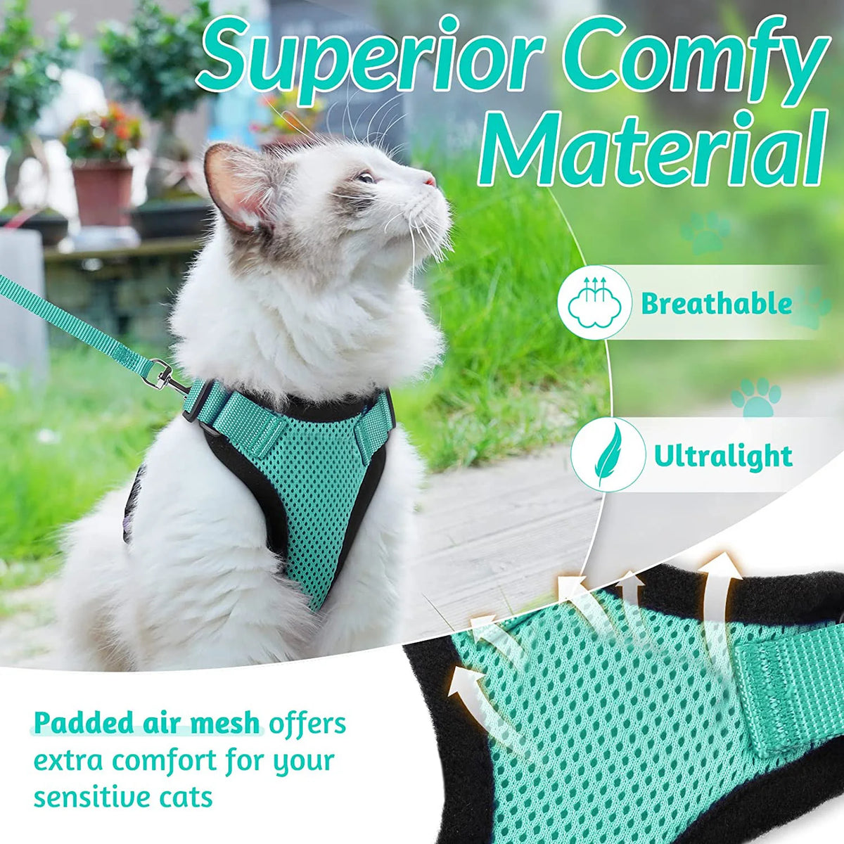 Cat Harness and Leash – Soft Adjustable Vest for Walking