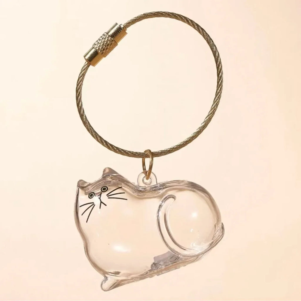 Adorable Cat Hair Storage Pendant Keychain Transparent Cat/Dog Hair Storage Container for Pet Lover DIY Pet Memorial Keychain