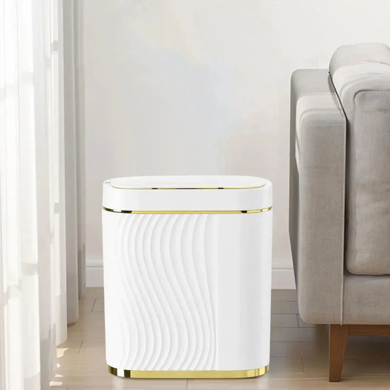 Intelligent Sensing Garbage Can Household Light Luxury Automatic Toilet Toilet Narrow Slit with Cover Electric Garbage Basket
