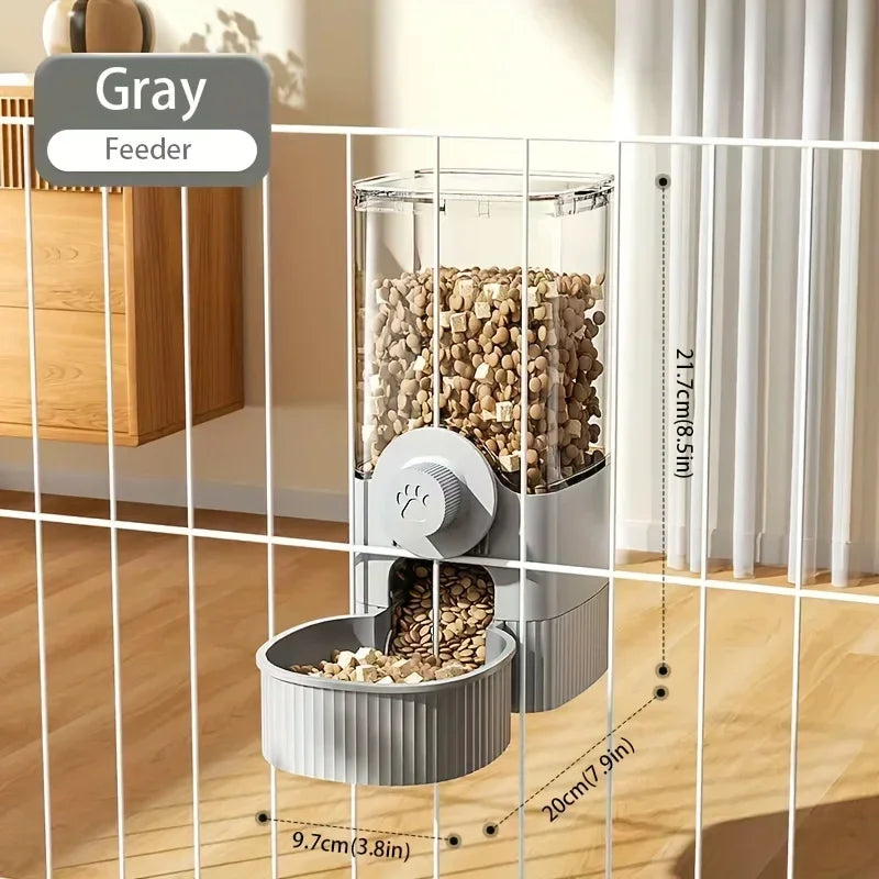 Cage Mounted Gravity Auto Pet Feeder & Water Dispenser Hanging Food Bowl Water Bottle for Cats Rabbits Small Animal Feeding Kit