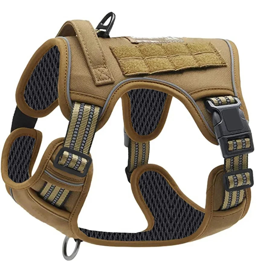 Military Tactical Pull Large Dog Tactical Harness - Durable Military-Style Vest with Reflective Straps & Secure Control Handle