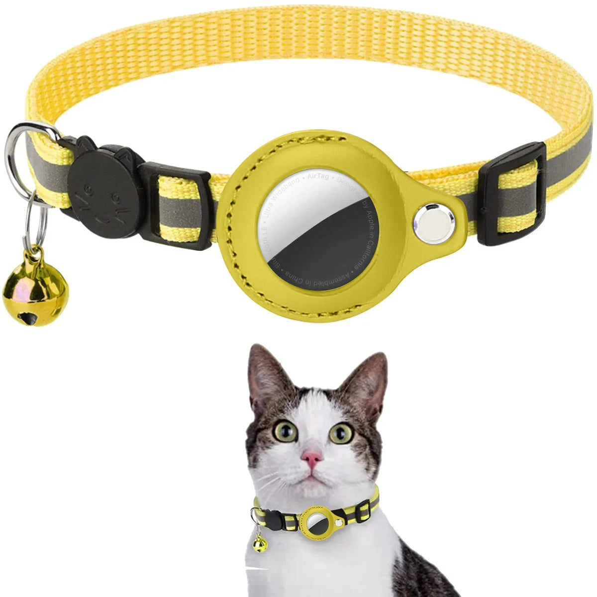 AirTag Cat Collar Adjustable Breakaway Reflective Holder