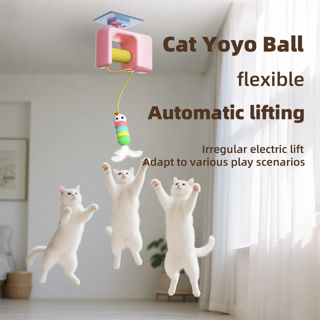 Automatic Interactive Cat Toy with Flying Feather & Elastic Rope