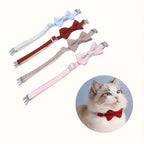 Plaid Cat Collar with Tie Bow, Adjustable Nylon Pet Accessory
