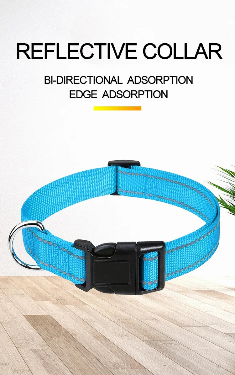 Reflective Dog Collar, Adjustable Nylon Safety Collar for Small Dogs