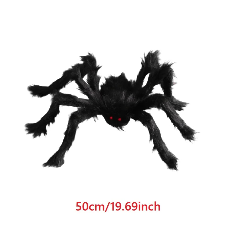 Horror Halloween Plush Spider Decoration Giant Halloween Spiders Web Party Prop Haunted Outdoor Chamber Prank Black Spider Decor