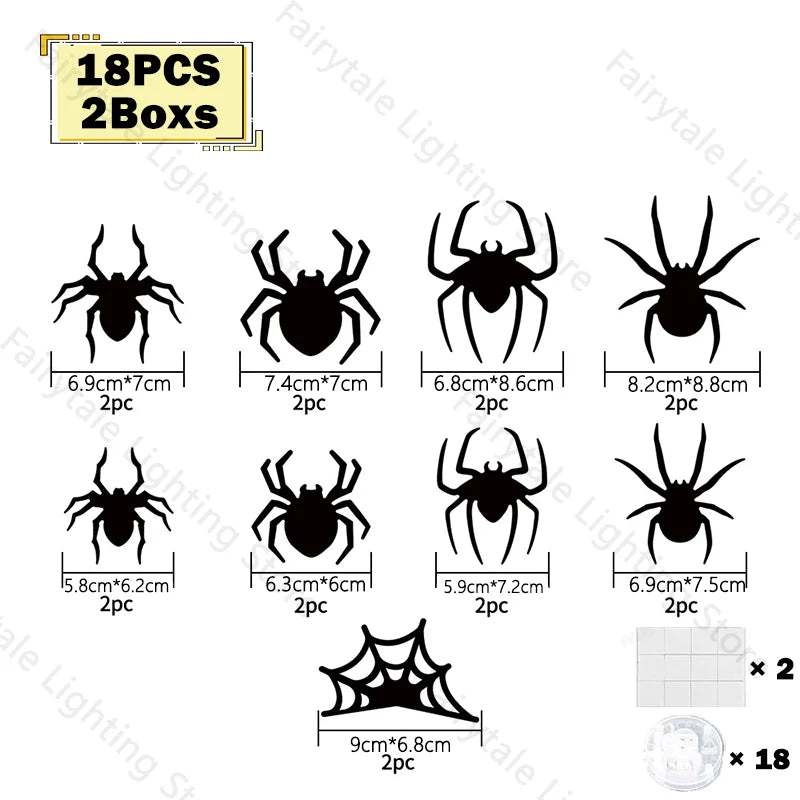 Halloween Bat/Spider Night Light 3D Purple/Green Lights Wall Sticker Self Adhesive Glow Decor for Haunted House Party Supplies