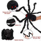 Horror Halloween Plush Spider Decoration Giant Halloween Spiders Web Party Prop Haunted Outdoor Chamber Prank Black Spider Decor