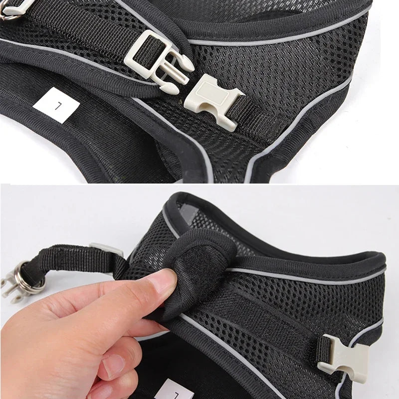 Small Dog Harness – Adjustable Reflective Vest with 1.5m Leash