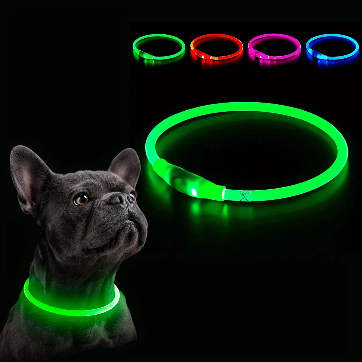 LED Dog Collar, Rechargeable Light Up Reflective Nylon Collar