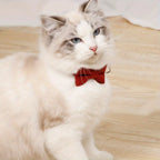 Plaid Cat Collar with Tie Bow, Adjustable Nylon Pet Accessory