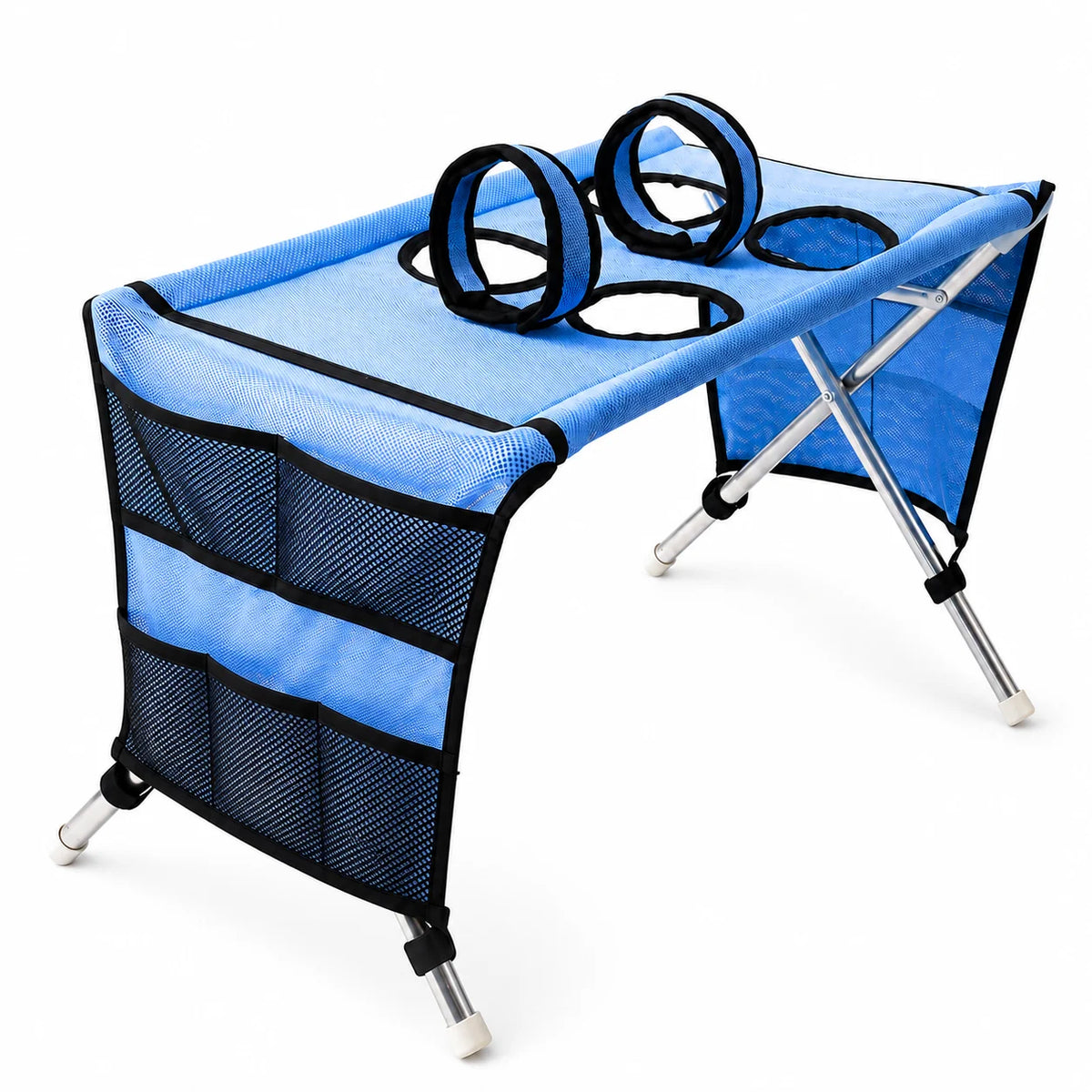 Foldable Pet Grooming Table Adjustable Dog Cat Hair Brushing Bath Stand Multi-Hole Non-Slip Portable Grooming Platform