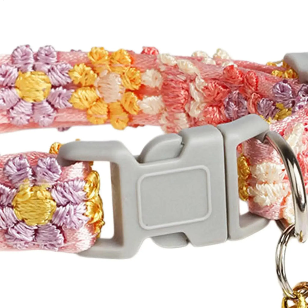 Cat Collar with Bell, Embroidered Breakaway Collar for Kittens