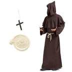 Medieval Monk Robe Friar Costume Cosplay Halloween Grim Reaper Priest Shawl Wizard Outfit Europe America Fantasy for Men