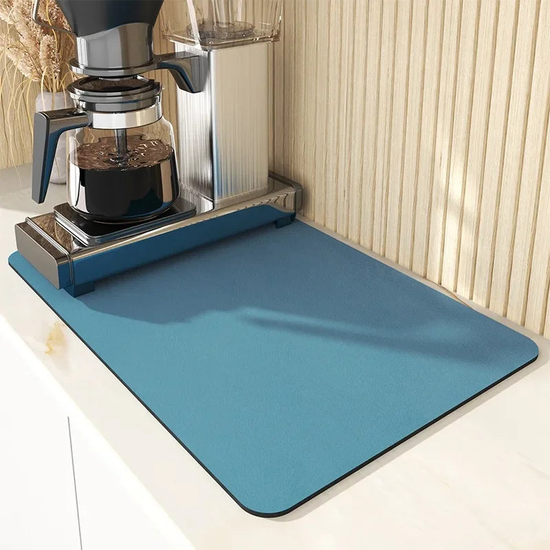 1pc Coffee Maker Mat For Kitchen Counter Protector Rubber Padded Absorbent Dish Drying Mat Super Anti-slip Bar Mat