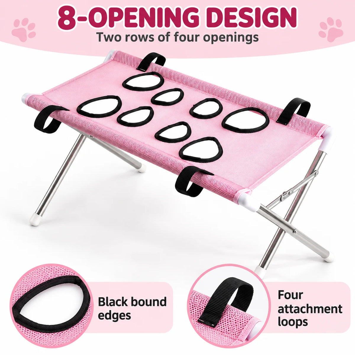 Foldable Pet Grooming Table Adjustable Dog Cat Hair Brushing Bath Stand Multi-Hole Non-Slip Portable Grooming Platform