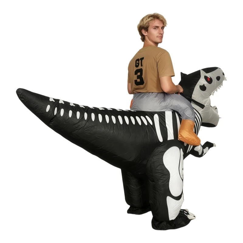 Halloween Inflatable Skull Tyrannosaurus Costume Inflatable Dinosaur Mascot Cosplay Dress Up Suitable for Halloween Party
