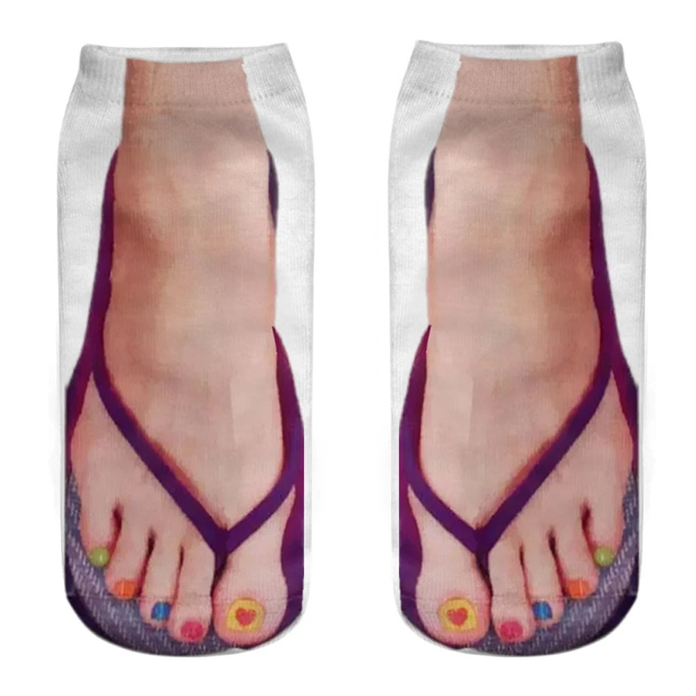 Unisex 3D Printed Skull Canvas Shoes Toe Flip Flops Funny Creative Pure Cotton Ankle Socks Halloween Christmas Gift New