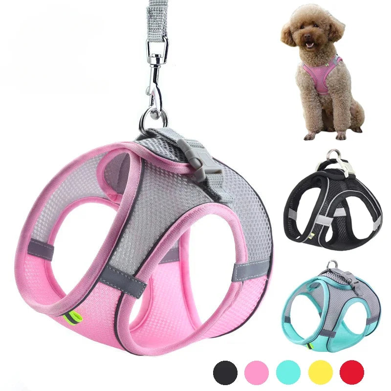 Small Dog Harness – Adjustable Reflective Vest with 1.5m Leash