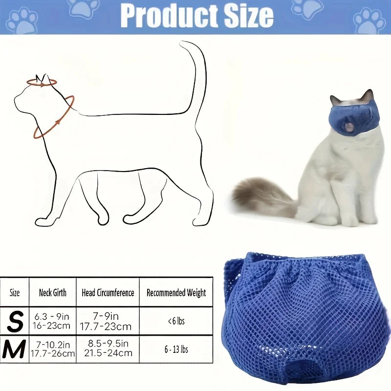 Cat Muzzle – Adjustable Breathable Mesh Grooming Cover