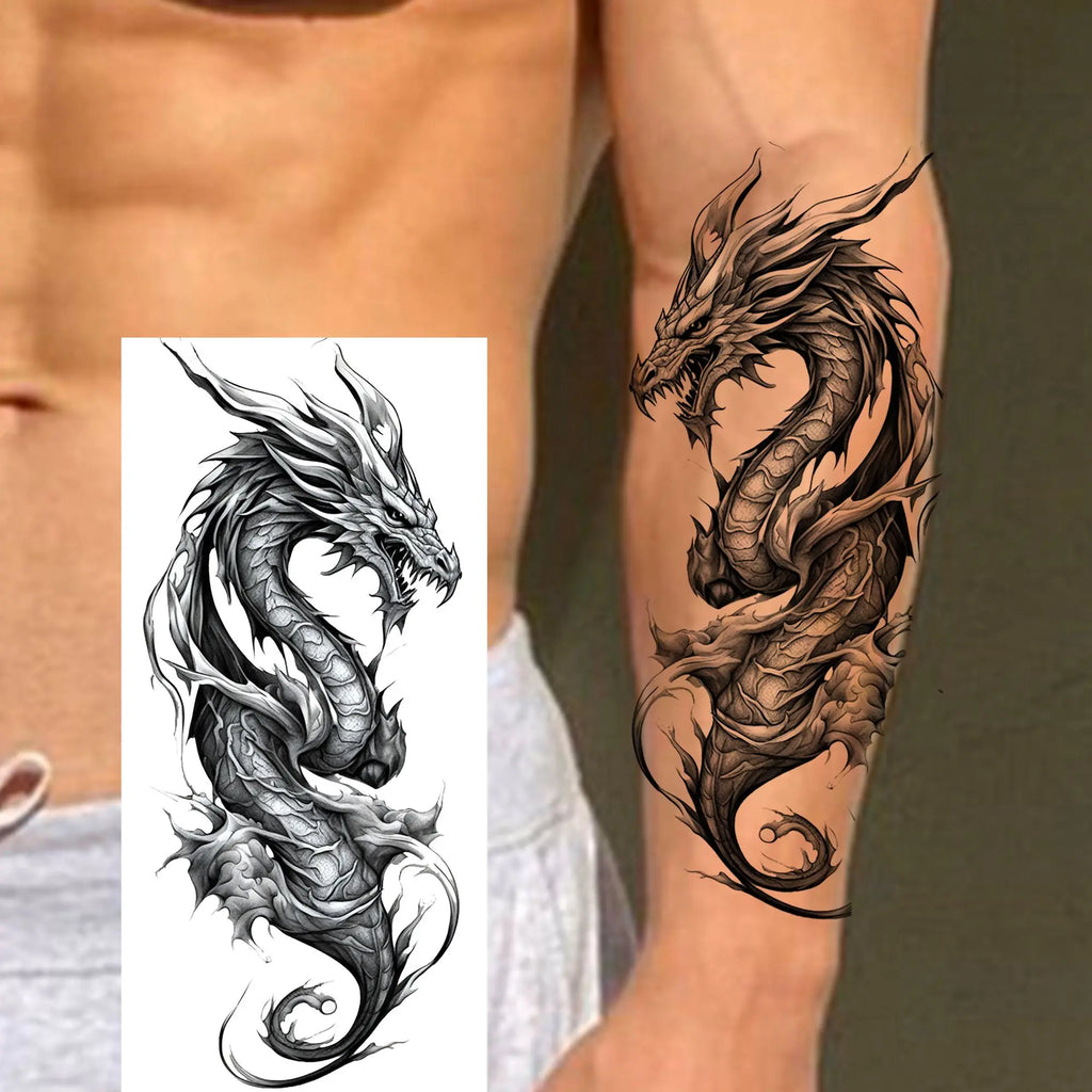 1 Sheet Evil Grim Reaper Skull Temporary Tattoos For Men Women Waterproof Fake Tattoos 3D Dragon Scorpion Warrior Tatoo Stickers