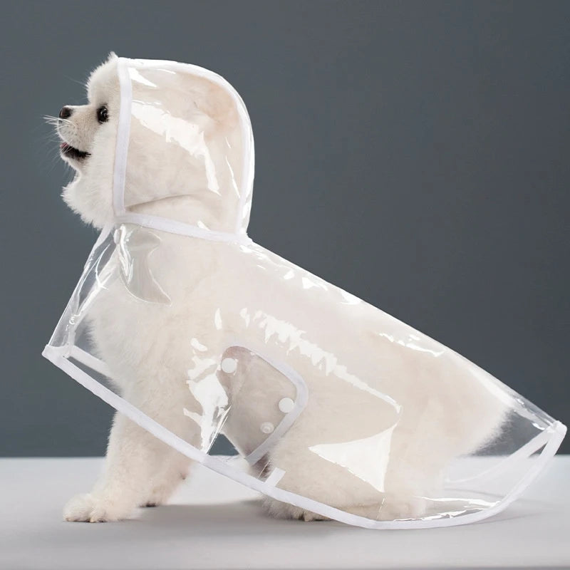 New Raincoat Pet Transparent Outgoing Raincoat Thickened Windproof and Waterproof Large, Medium, and Small Dog Clothes Plastic F