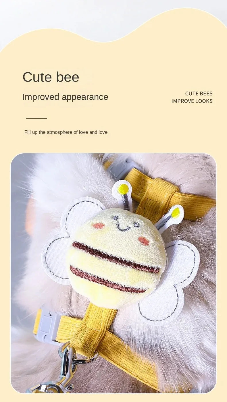Cat Harness and Leash Set Adjustable Bee Design for Walking